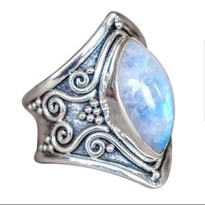 Large Tibetan Silver/Moonstone ring